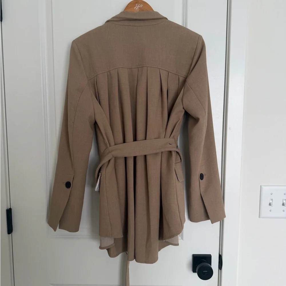 NWOT Maeve Tan Blazer Belted Pleated Back Small - Picture 5 of 5